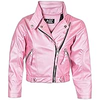PU Leather Jacket Waterproof Baby Pink Coat For Girls Age 5-13 Years