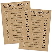Bridal Shower Game, Guess Who the Bride or Groom Game Cards for Wedding, 30 Wedding Bridal Shower Party Game Cards Ideas for Couple-to-Be, Who Knows the Bride and Groom Fun Activities Card Game