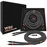 WORLDS BEST CABLES 8 Foot Ultimate - 7 AWG - Ultra-Pure OFC – Extra Premium Audiophile HiFi Speaker Cable Pair with Eminence Gold Banana Plugs & Carbon Tweed Jacket