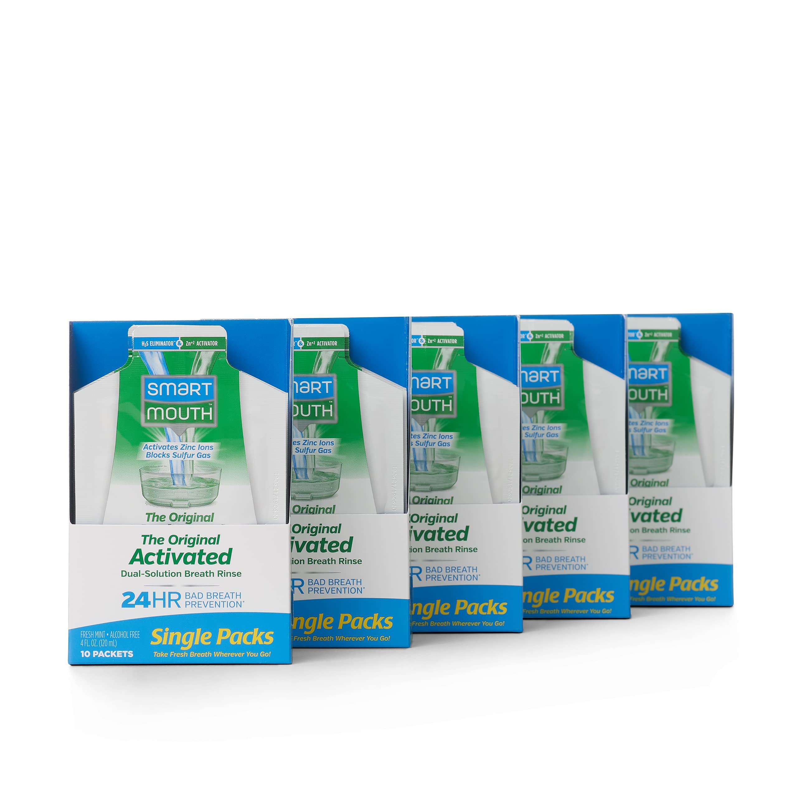 SmartMouth Mouthwash Packets Clean Mint 10 Each (Pack of 5)