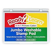 READY 2 LEARN Jumbo Washable Stamp Pad - 4-in-1 Primary Colors - Non-Toxic - Fade Resistant - Perfect for Scrapbooks, Posters and Cards