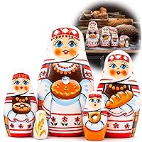 AEVVV Russian Nesting Dolls Set of 5 pcs - Matryoshka Doll in Belarussian Slavic Clothing - Hospitality Gifts Thank You