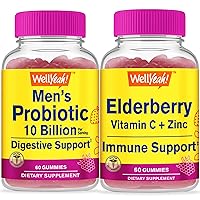 Probiotic Men 10B CFUs + Elderberry + Vitamin C + Zinc, Gummies Bundle - Great Tasting, Vitamin Supplement, Gluten Free, GMO Free, Chewable Gummy