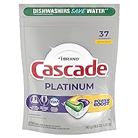 Cascade Platinum Boost Dishwasher Pods, Actionpacs Dishwasher Detergent, Lemon, 37 Count