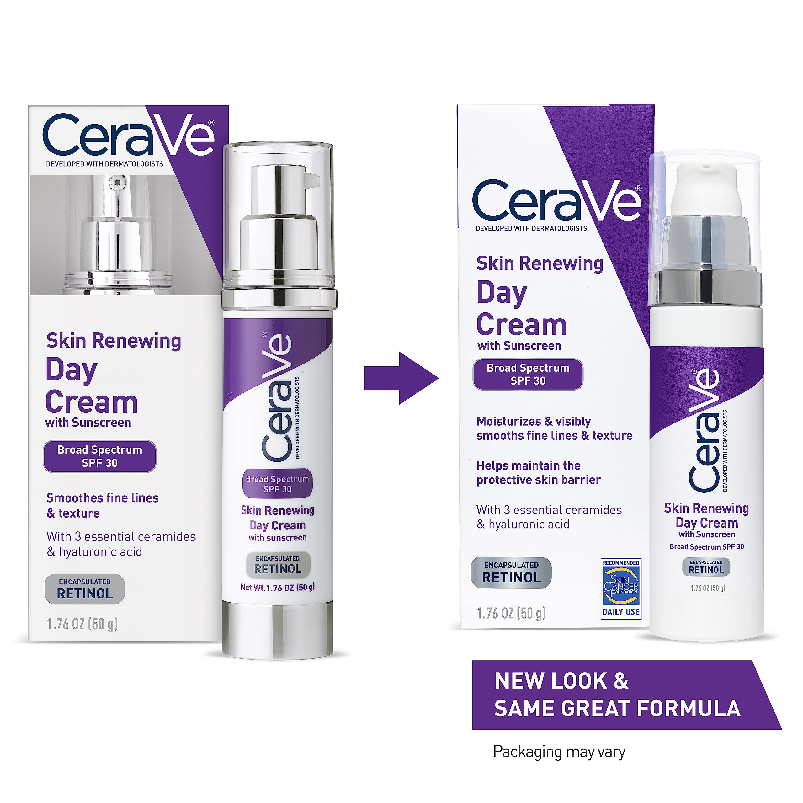 CeraVe Anti Aging Face Cream with SPF | 1.76 Ounce | Anti Wrinkle Retinol Cream and Face Sunscreen | Fragrance Free