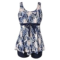 ECUPPER Two Piece Tankini Swimsuits for Women Plus Size Tankini Sets Strappy Swimsuit Floral Bathing Suit with Boy Shorts