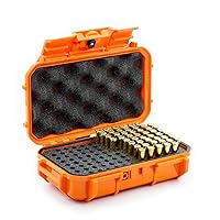 CASEMATIX Hard Shell 9mm Ammo Box for 5.56, 223 or 9mm Bullets - 8  Waterproof Airtight 84 Slot Ammo Case with Custom Impact Absorbing Ammo Can  Foam