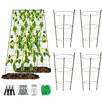 Cucumber Trellis Set+ 4 Pack Small Tomato Cages for Garden Plant Support Stakes