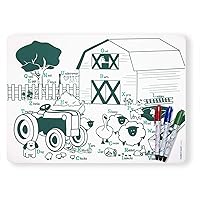 modern-twist Mark-Mat Set 100% Food-Grade Silicone, Waterproof and Reusable Color Sheet & 3 Dry Erase Markers for Kids – Farm Buddies