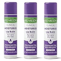 Medline Remedy Clinical Lip Balm, 3 Count, Citrus Scent, Moisturizing, Hydrating, Nourish, Nutrient Rich, Soothing Natural Oils, Revitalize, Comforting, Skin Conditioners, 0.15 oz Stick