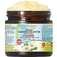 Organic CHAMOMILE OIL BUTTER 100% Pure Natural Virgin Unrefined RAW 8 Fl. Oz.- 240 ml for FACE, SKIN, BODY, DAMAGED HAIR, NAILS. Chamomile Roman Essential Oil and Coconut Oil