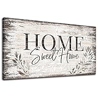 arteWOODS Home Sweet Home Wall Art Sign Large Dark Brown Farmhouse Wall Sign for Living Room Decoration Wooden Board Design Canvas Prints Modern Rustic Artwork Leaf Pictures Wall Decor 30