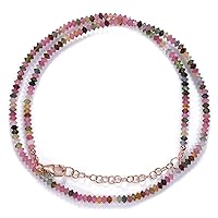 NirvanaIN Multi tourmaline necklace multi color gemstone beads necklace 3 mm disk shape beads necklace birthday gift for her