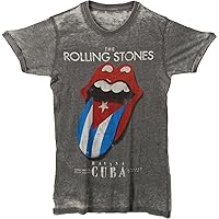 Rolling Stones Men's Havana Cuba On Burnout Tee Vintage T-Shirt X-Large Charcoal