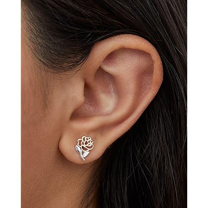 Disney, Beauty and the Beast Belle’s Rose Stud Earrings