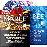 Ultimate Eye and Face Revitalization Bundle - 24K Gold Under Eye Patches + Collagen Facial Masks for Ageless Beauty for Total Skin Rejuvenation