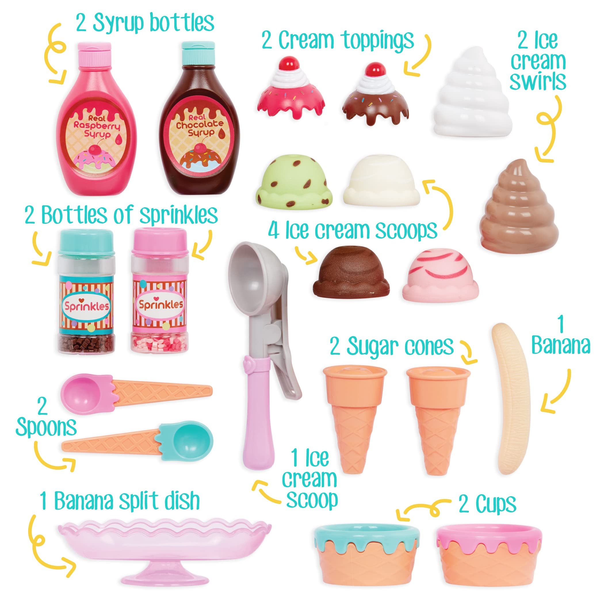 Battat – Toy Food – Ice Cream Set – Kitchen Accessories For Kids – Pretend Play – Ages 3 Years Old & Up – Sweet Treats Ice Cream Parlour
