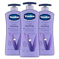 Vaseline Intensive Care Calm Healing Body Lotion 3 count for Dry Skin Made with Ultra-Hydrating Lipids and Lavender Extract to Heal and Restore Dry Skin 20.3 oz