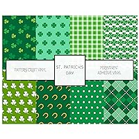 St Patricks Vinyl Permanent Adhesive Vinyl Green Clover St Pattys Day Pattern Craft Vinyl Bunde 3 Sheets 12 x 12
