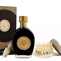 Tasting Combo - 10 Years Aged Balsamic Vinegar of Modena and Balsamic Pearls with White Condiment, Imported from Italy, IGP Certified - Luxury Gourmet Gift
