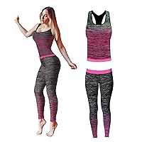 Fitness Clothes for Women, Gym Kit Running Clothes Sport Wear for Women, Ladies Workout Legging, Yoga Outfit Set Top and Legging Stretch-Fit (2 Piece Set Top & Leggings)