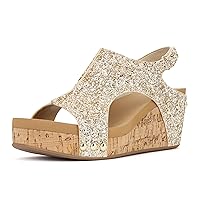 PARTY Women's Wedge Sandals With Buckle Ankle Strap for Dressy Summer