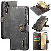 ZORSOME DG.MING for Samsung Galaxy S24 Plus Genuine Leather Wallet Case, Detachable 2 in 1 Split Leather Wallet Phone Cover,Magnetic Pouch Shell,Grey