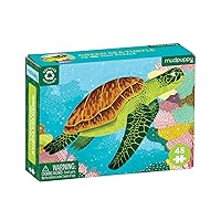 Mudpuppy Green Sea Turtle Mini Puzzle, 48 Pieces, 8” x 5.75” – Perfect Family Puzzle for Ages 4+ – Features a Colorful Illustration of a Green Sea Turtle