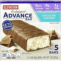 Generic Elevation Advance Chocolate Coconut Bars Keto Friendly (Simplycomplete 5 Pack Per Box) Real Cocoa - Chocolatey & Soft Chewy Drizzling - 2 Net Carbs, Full Size