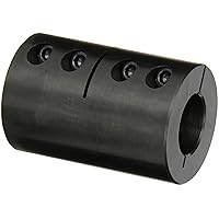 Part CC-100-100 Mild Steel, Black Oxide Plating Clamping Coupling, 1 inch X 1 inch bore, 2 inch OD, 3 inch Length, 1/4-28 x 5/8 Set Screw