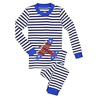 Sara's Prints Boys' Quality Cotton Long John Pajama Set