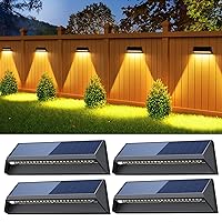 LETMY Solar Fence Lights Outdoor, 3X Bigger & Brighter Fence Lights Solar Powered, 3 Modes IP67 Waterproof Solar Wall Lights, Auto On/Off Solar Deck Lights for Outside Yard Step Pool Patio Porch/4Pack