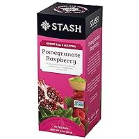 Tea Pomegranate Raspberry Green Tea - Caffeinated, Non-GMO Project Verified Premium Tea with No Artificial Ingredients, 30 Count (Pack of 6) - 180 Bags Total
