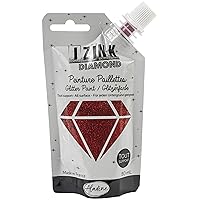 Aladine - Izink Diamond - Glitter Paint - Ultra Concentrated Glitter - Decoration Any Support - DIY and Creative Leisure - Made in France - Soft Bottle 80 ml - Red