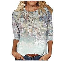 Ladies Tops and Blouses 3/4 Sleeve T Shirts for Women Trendy Summer Crewneck Blouses Casual Loose Tee Tops S-3XL