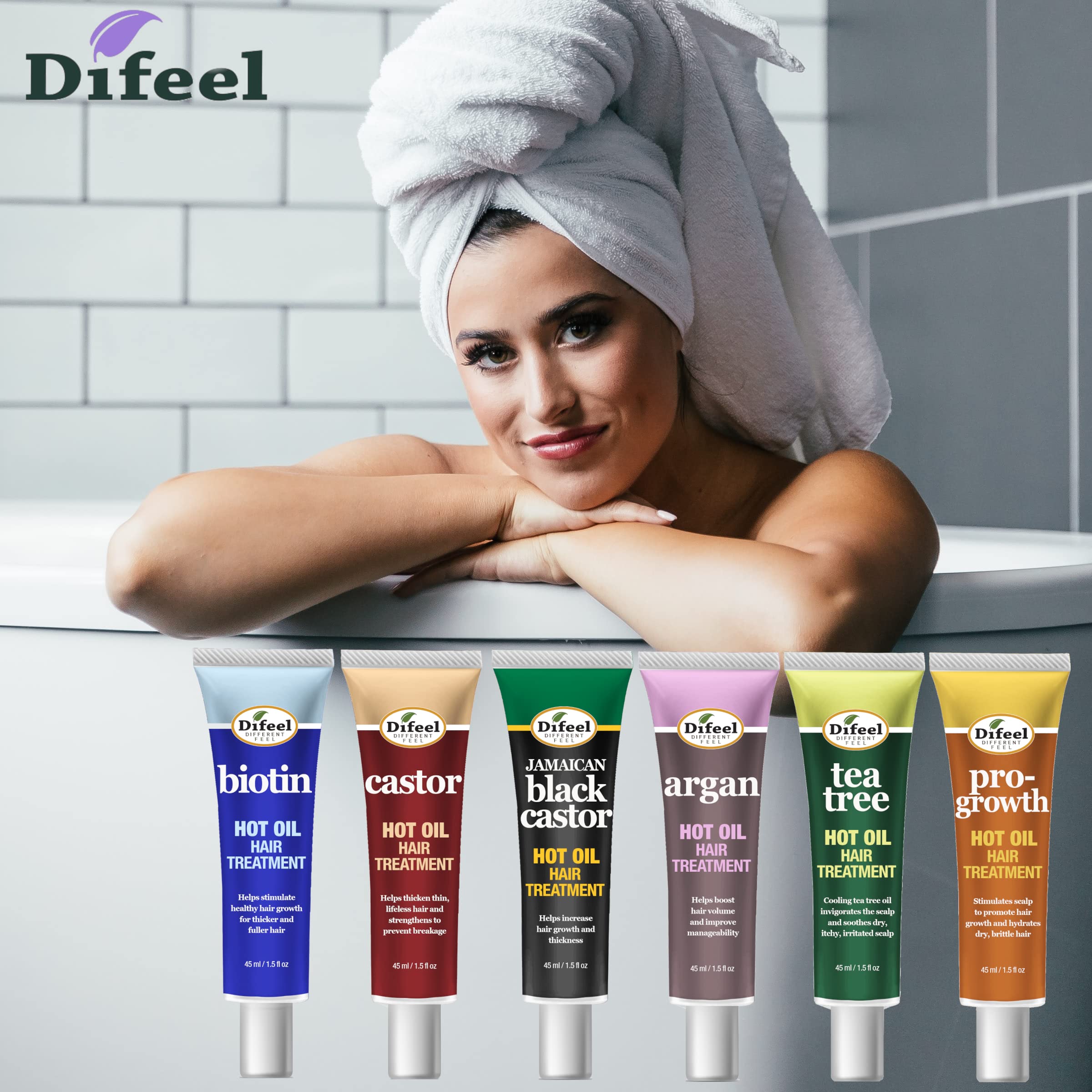 Difeel Hot Oil Hair Treatment with Biotin 1.5 oz. (Pack of 2) - Biotin Hot Oil Treatment