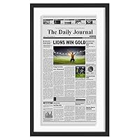 Americanflat 15x26 Newspaper Frame in Black - Floating Frame for 11x22 Newspaper Front Page - Long Picture Frame for Standard Format Newspapers - Engineered Wood Frame with Shatter-Resistant Glass