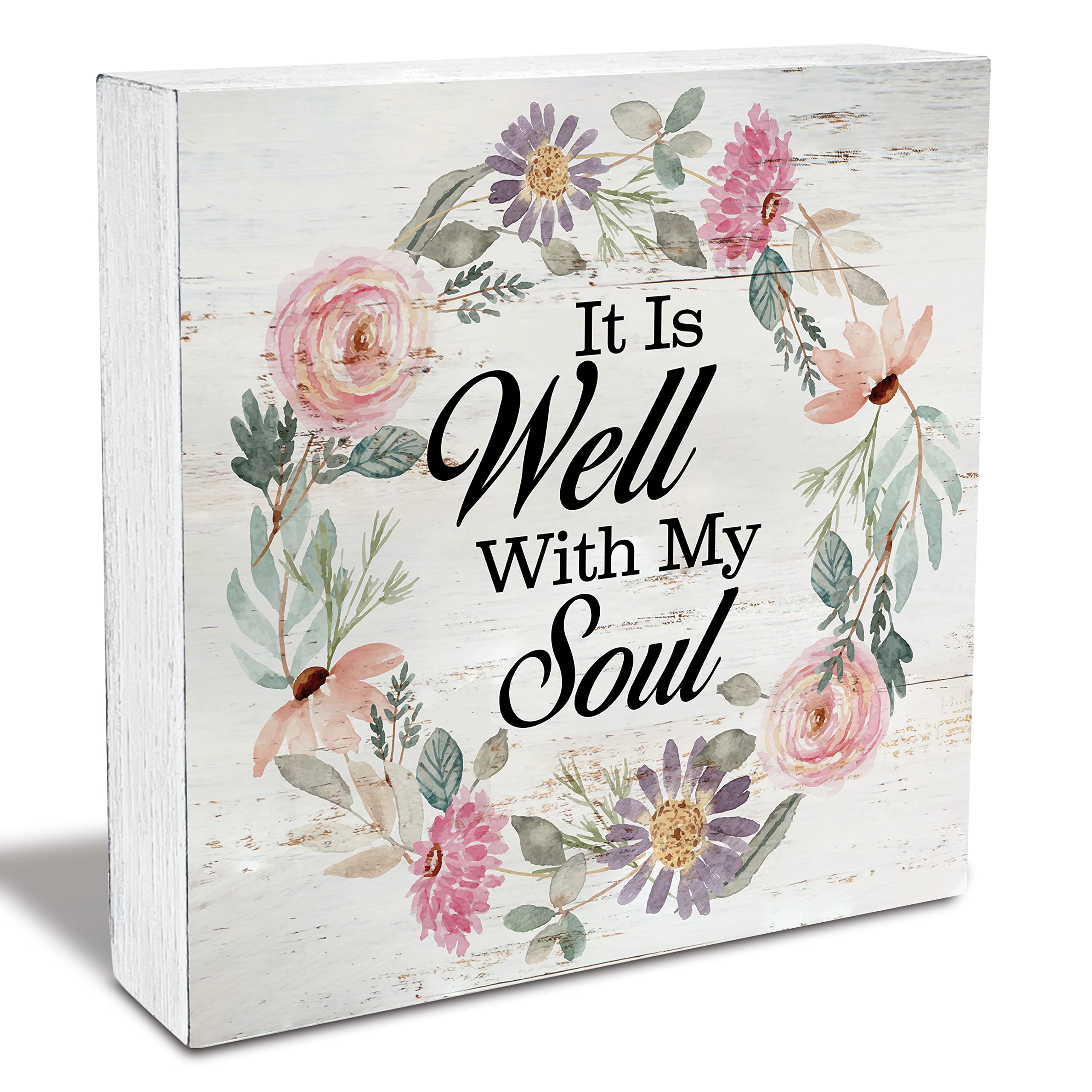 Mua It is Well with My Soul Wood Box Sign Rustic Floral Wooden Box ...