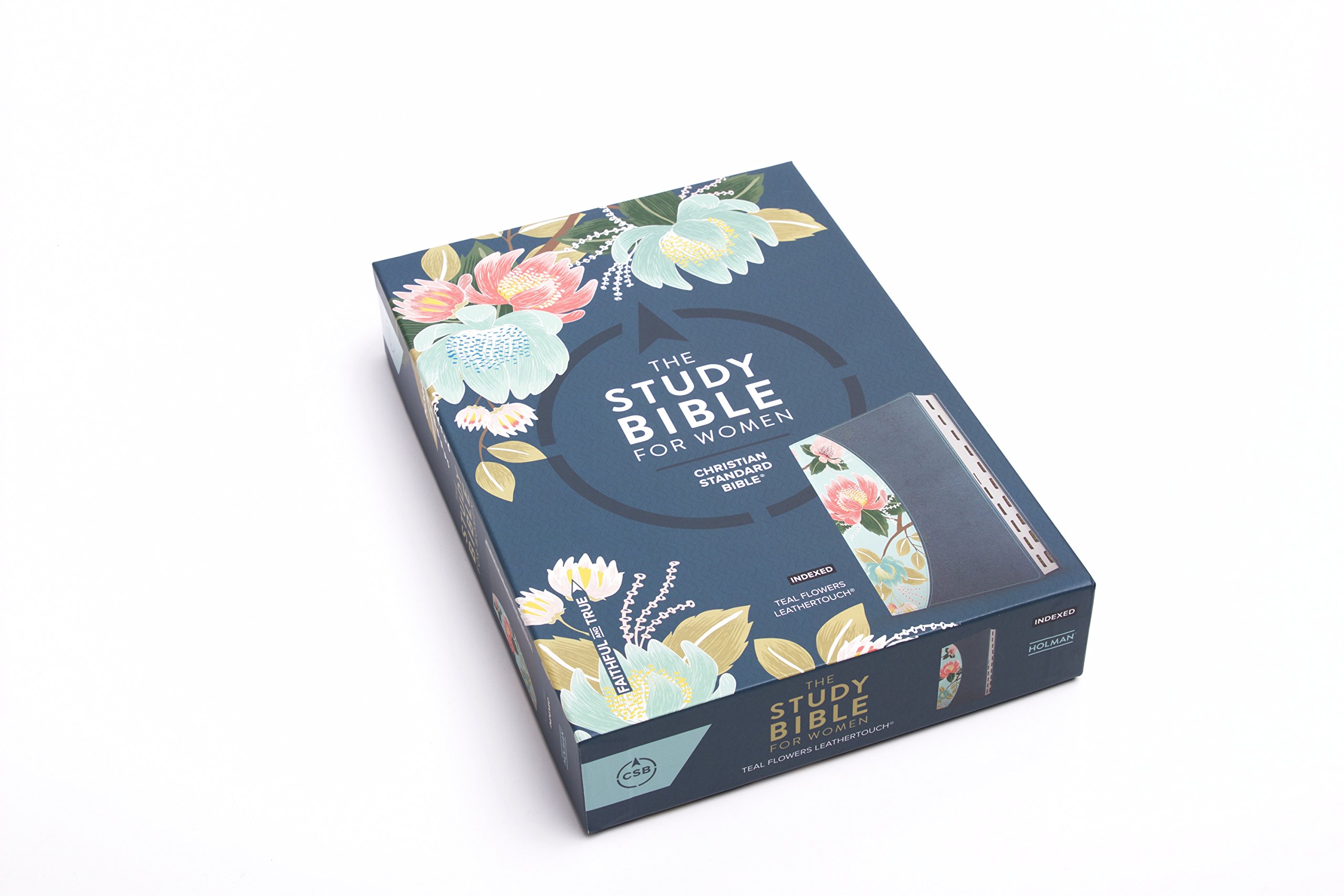 CSB Study Bible For Women, Teal Flowers LeatherTouch, Indexed, Black Letter, Study Notes and Commentary, Articles, Profiles, Word Studies, Charts, Full-Color Maps, Easy-to-Read Bible Serif Type