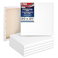 U.S. Art Supply 20 x 20 inch Stretched Canvas 12-Ounce Triple Primed, 6-Pack - Professional Artist Quality White Blank 3/4