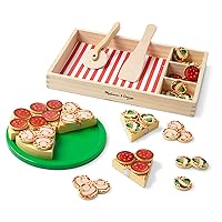 Wooden Pizza Play Food Set With 36 Toppings - Pretend Food And Pizza Cutter/ Toy For Kids Ages 3+