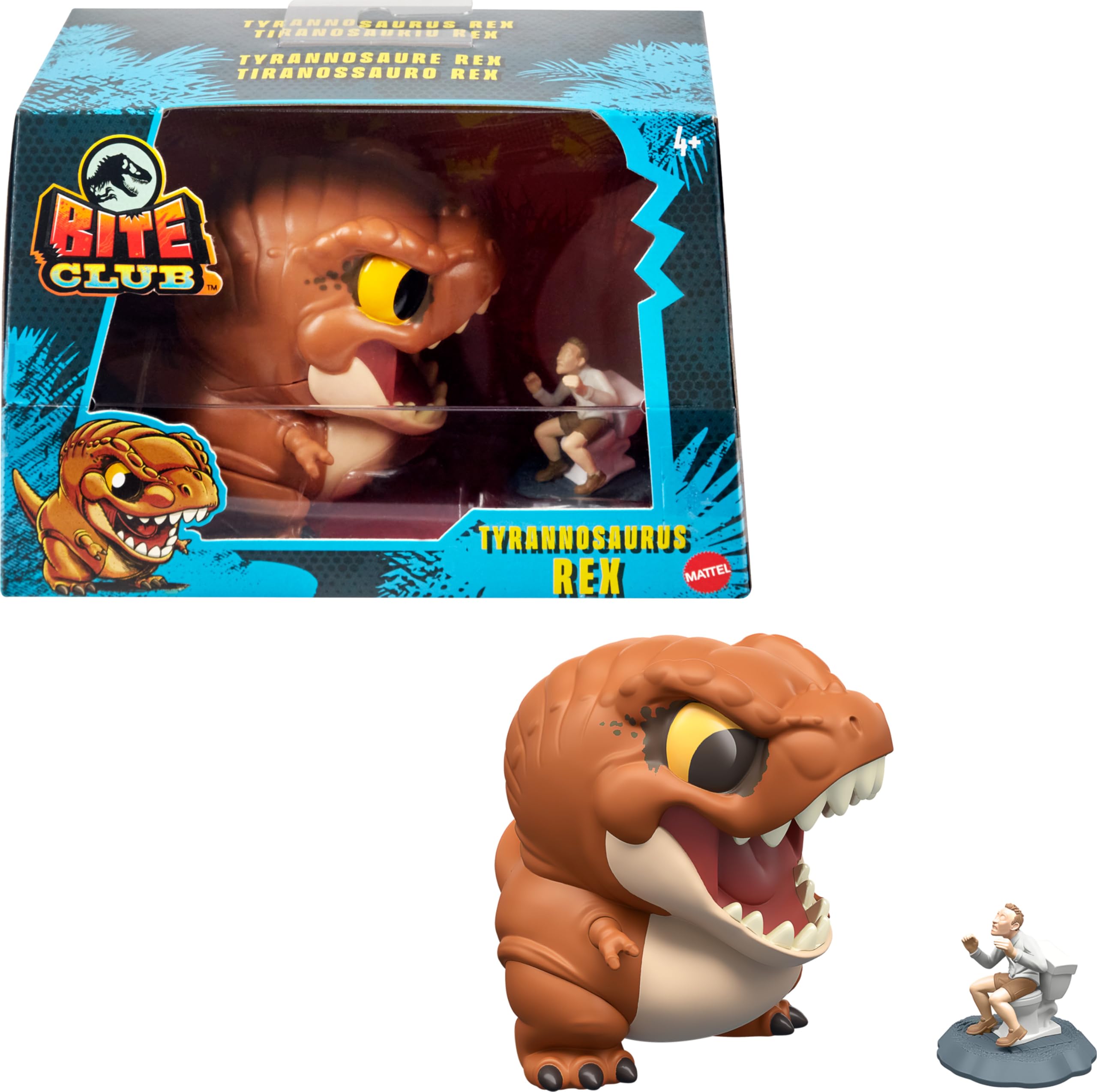 ​Jurassic World Bite Club Collectible Figure, Tyrannosaurus Rex Chubby Stylized Dinosaur Approx 4-Inch Figure with Accessory​