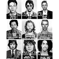 Most Famous Mugshots In Music 8 X 10 - Magnificent Mug Shot Photographs Collage - Rock and Roll - Most Wanted - Busted - Memorabilia - Rare Photo Set - Poster Art Print