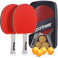 Sportneer Ping Pong Paddles Set, Table Tennis Paddle, 2 Table Tennis Paddles and 4 Balls, Portable Ping Pong Racket Set for Adult Indoor/Outdoor Play, with Storage Bag,Best Gift for Boys and Girls