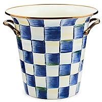 MACKENZIE-CHILDS Wine Cooler, Champagne and Wine Ice Bucket, Party and Bar Accessory, 1 Gallon, Blue-and-White Royal Check