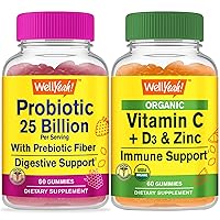 Probiotics 25B + Prebiotics + Organic Vitamin C + D3 + Zinc, Gummies Bundle - Great Tasting, Vitamin Supplement, Gluten Free, GMO Free, Chewable Gummy