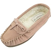 SNUGRUGS Ladies/Womens Suede Sheepskin Moccasins/Slippers with Wool Lining