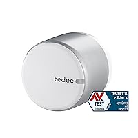 tedee Lock GO, smart door lock, easy to retrofit, without cylinder exchange, control via Bluetooth & remotely via app, iPhone & Android, smart home, silver, diameter 58 mm x 65 mm