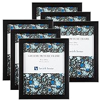 Set of 6 Picture Frames - 8x10 Photo Frame Set with Stand and Hooks for Gallery Wall or Family Portrait - Picture Wall Decor by Lavish Home (Black)