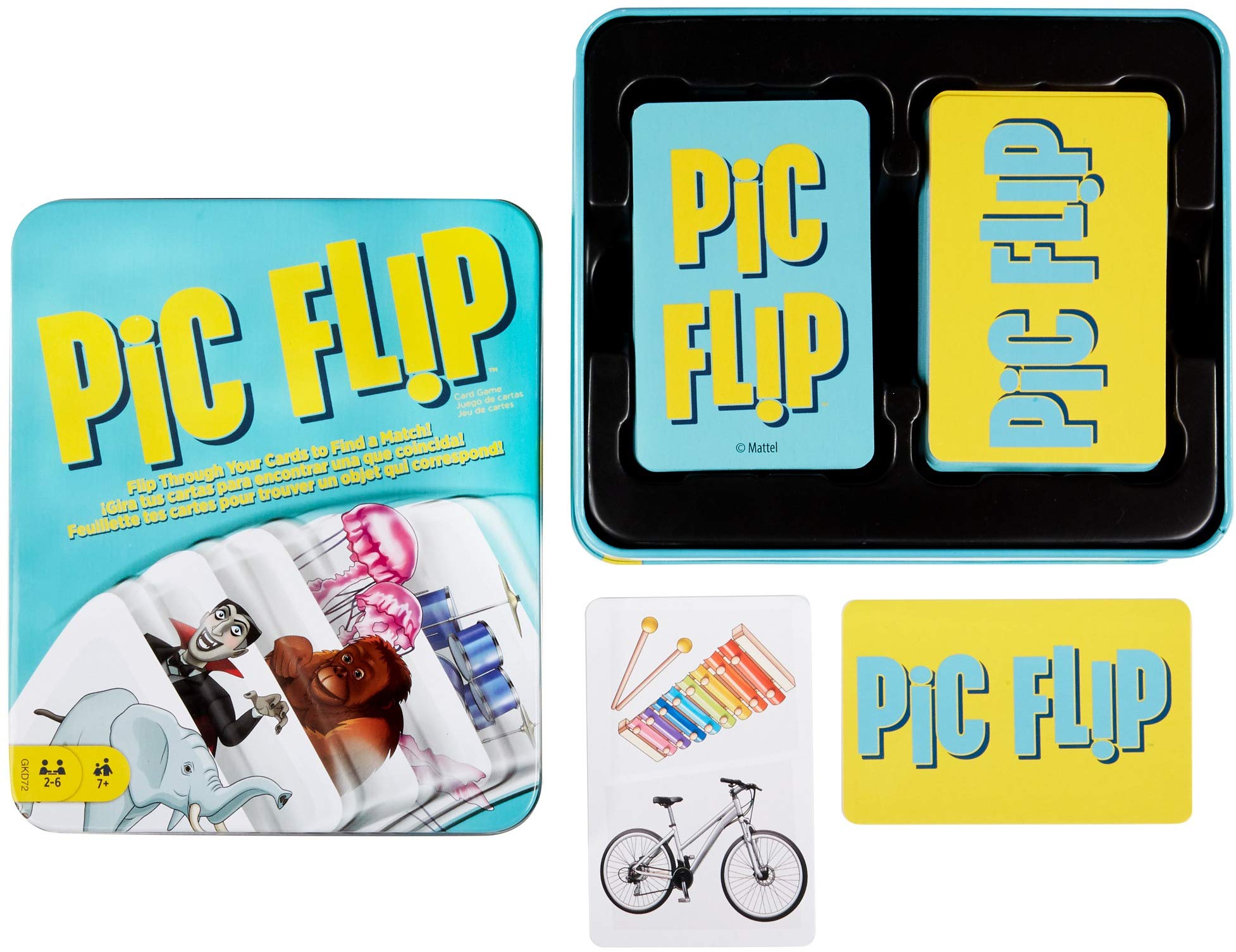 Mattel Games ​Mattel Games PIC FLIP Card Matching Game with 110 Cards in a Decorative Tin, Makes a Great Gift for 7 Year Olds and Up [Amazon Exclusive]